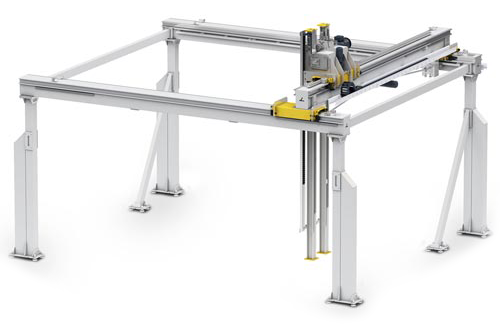 Een gantry systeem is in essentie een robotarm die zich in drie dimensies kan bewegen. De drie assen (X, Y en Z) staan loodrecht op elkaar en maken het mogelijk om een werkstuk of gereedschap naar elke gewenste positie binnen het werkgebied te verplaatsen. Deze systemen worden vaak gebruikt voor taken zoals pick and place, 3D printen, lasersnijden en inspectie.